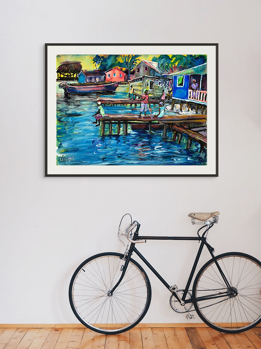 Caribbean Seaside Village Art Print