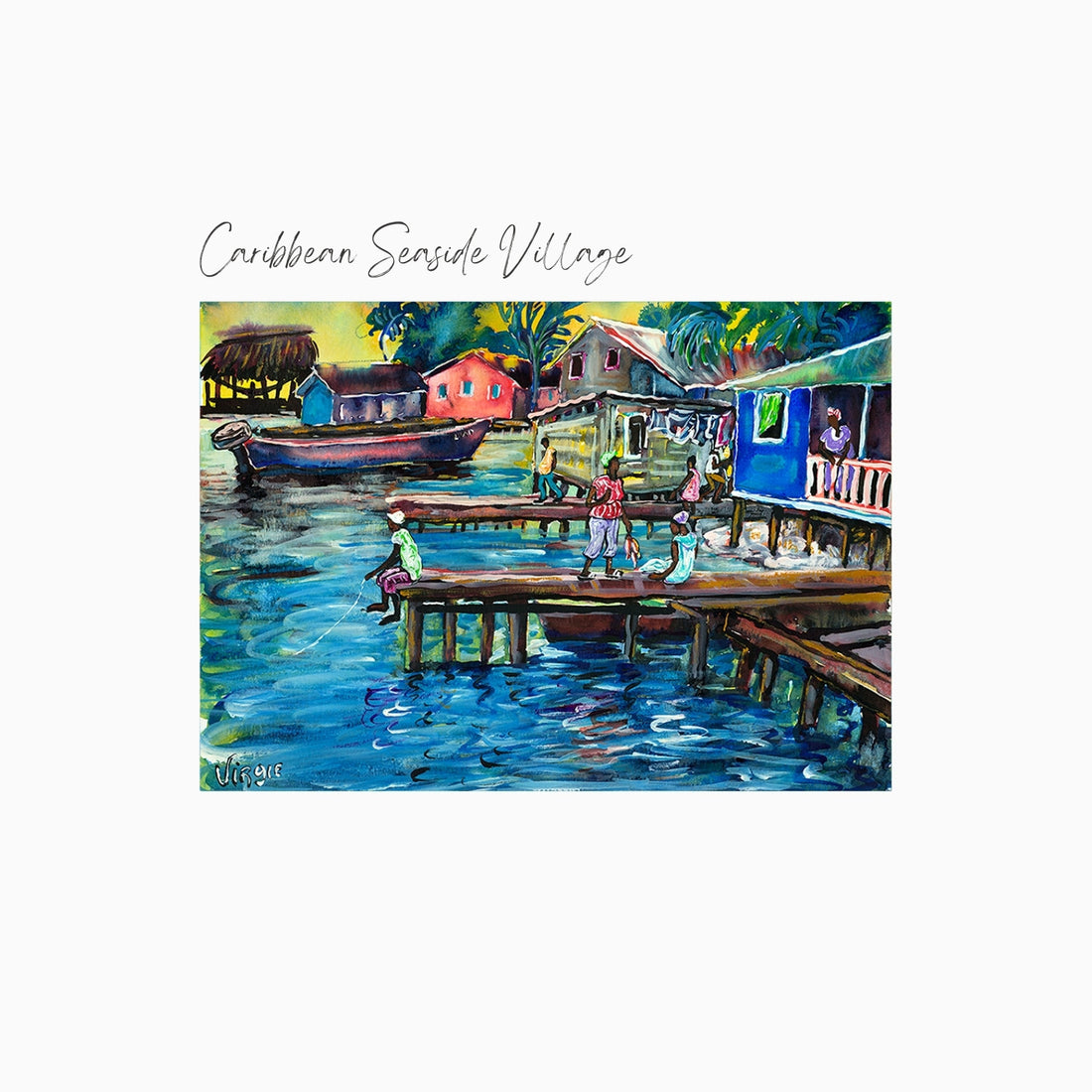 Caribbean Seaside Village Art Print