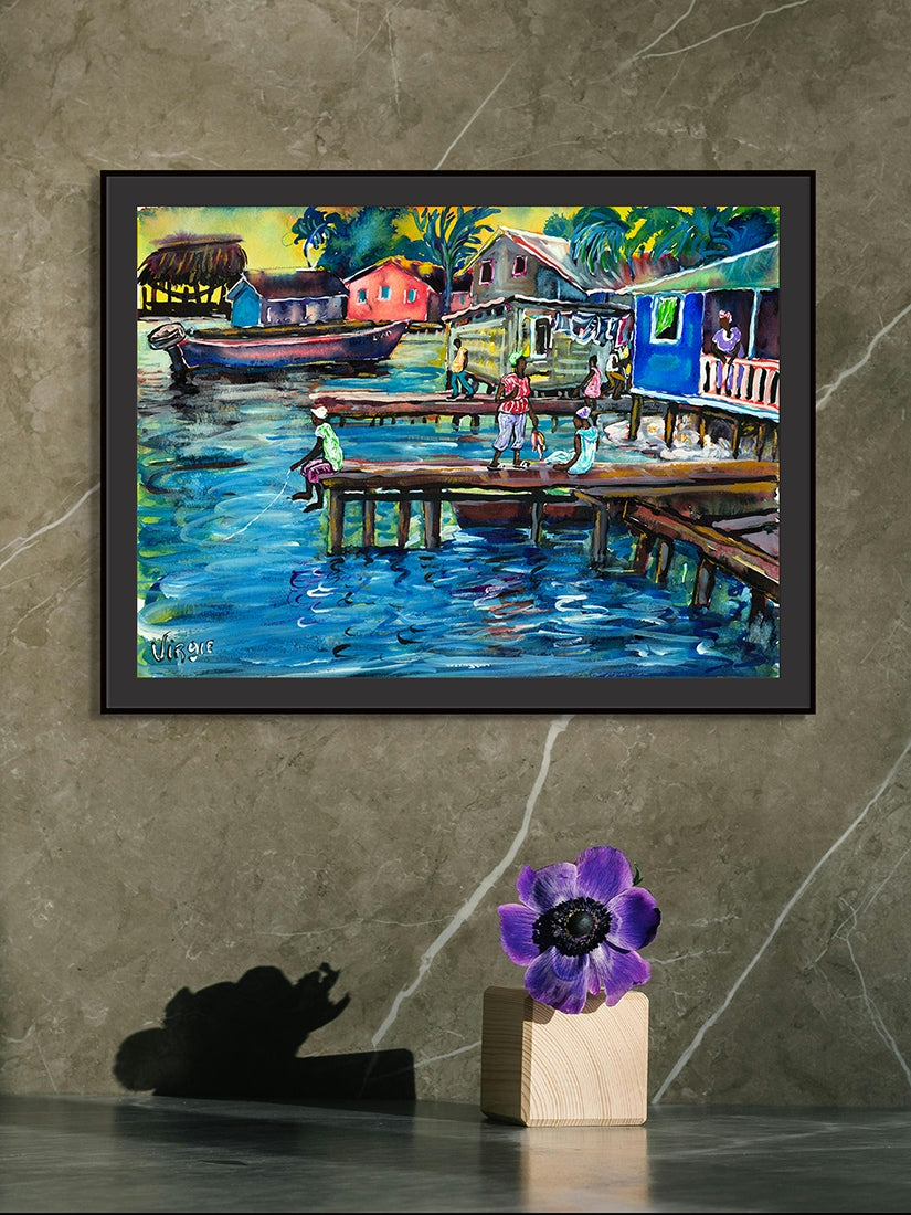 Caribbean Seaside Village Art Print