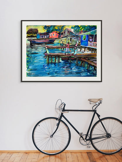 Caribbean Seaside Village Art Print