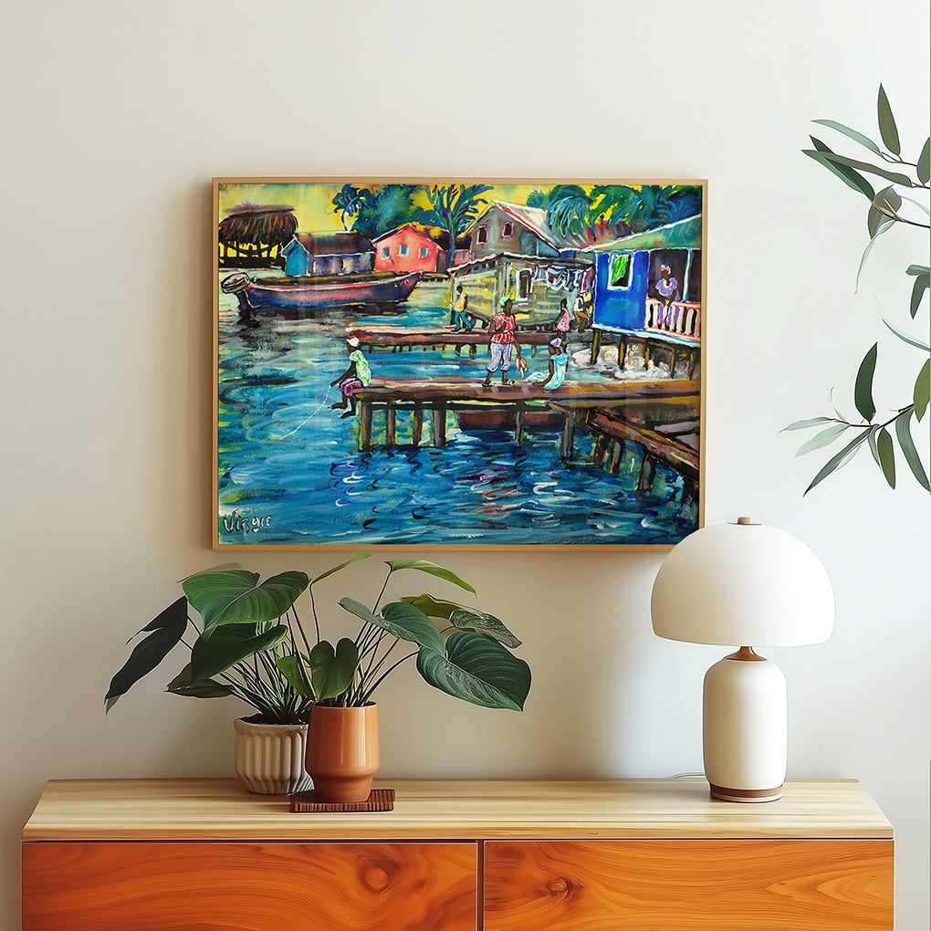 Caribbean Seaside Village Art Print