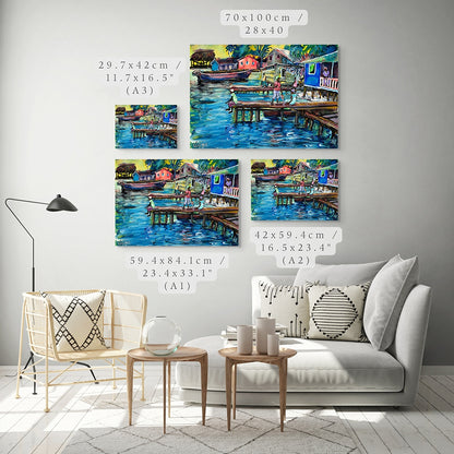 Caribbean Seaside Village Art Print